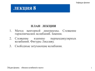 Метод векторной диаграммы. Сложение гармонических колебаний. Биения