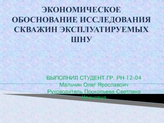 Экономическое обоснование исследования скважин эксплуатируемых штанговыми насосными установками