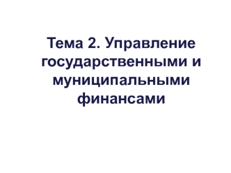 Управление государственными и муниципальными финансами