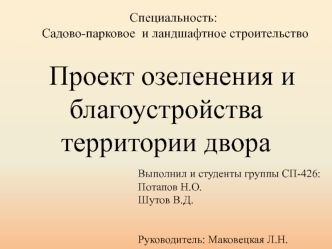 Проект озеленения и благоустройства территории двора
