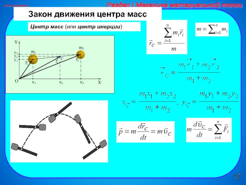 Закон движения x