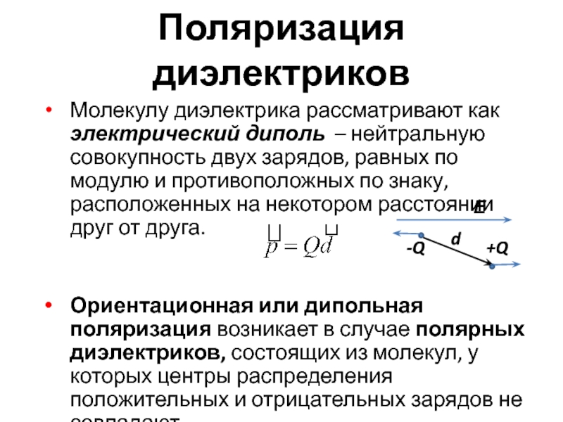 Зависимость поляризованности диэлектрика от напряженности поля