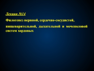 Филогенез нервной, сердечно-сосудистой, пищеварительной, дыхательной и мочеполовой систем хордовых