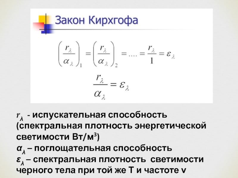 Спектральная способность. Испускательная и поглощательная способность. Спектральная поглощательная способность тела. Отношение испускательной и поглощательной способностей. Спектральная испускательная способность.