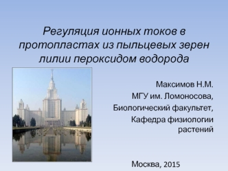 Регуляция ионных токов в протопластах из пыльцевых зерен лилии пероксидом водорода