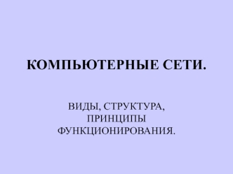 Компьютерные сети. Виды, структура, принципы функционирования
