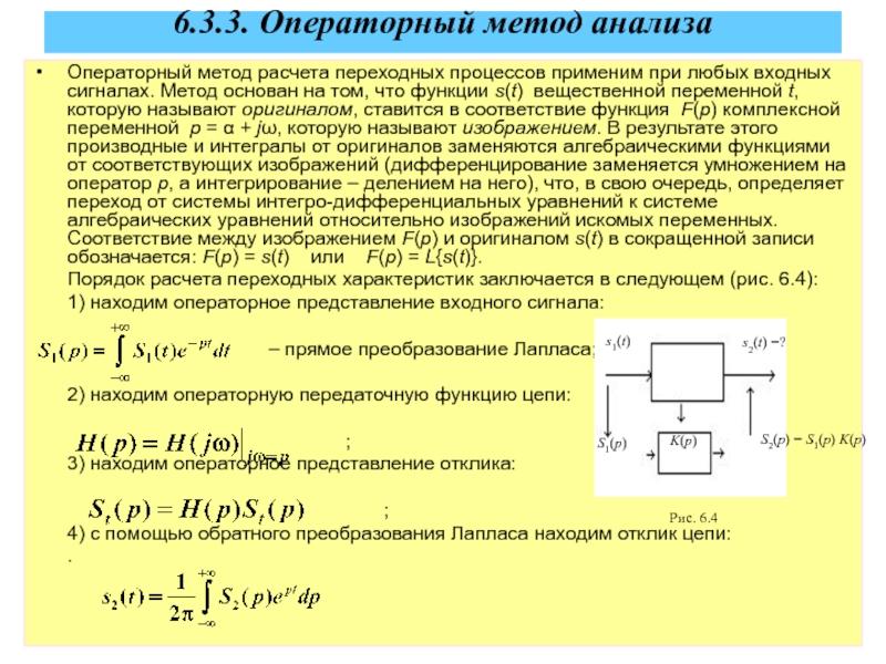 Операторное изображение простейших функций