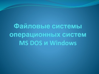 Файловые системы операционных систем MS DOS и Windows