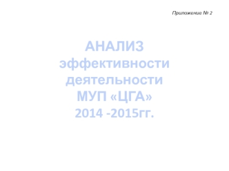 Анализ эффективности деятельности МУП ЦГА