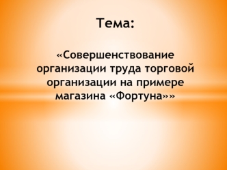 Организация труда персонала на примере магазина Фортуна