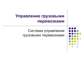 Управление грузовыми перевозками. Система управления грузовыми перевозками