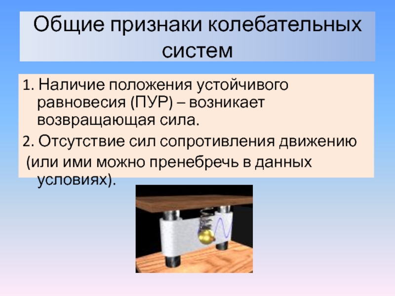 Наличие положения. Признаки колебательных систем. Общий признак колебаний. Признаки колеб.системы. Общее у всех колебательных систем.