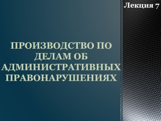 Производство по делам об административных правонарушениях