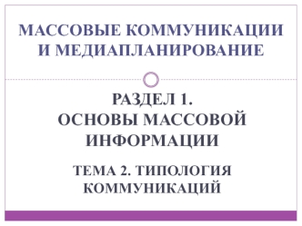 Типология коммуникаций
