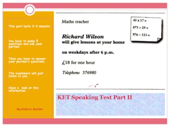 Ket speaking test. Part 2