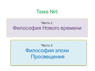 Философия Нового времени. Философия эпохи Просвещения. Основные черты философии нового времени. (Тема 5)