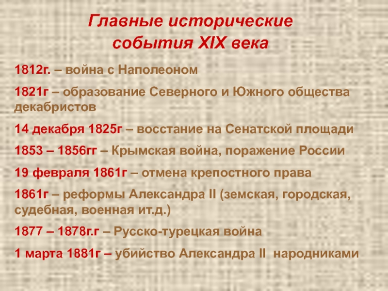 Исторические события произошедшие