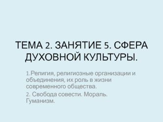 Религия, религиозные организации и объединения, их роль в жизни современного общества