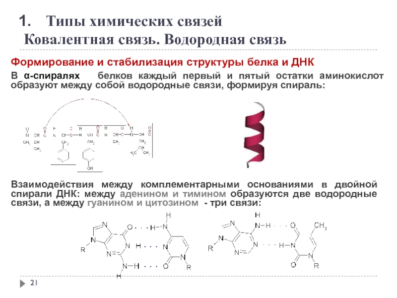 Виды химической связи водородная связь