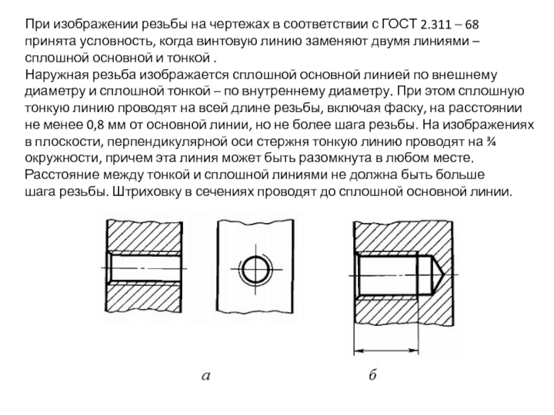 Запись резьбы на чертеже гост