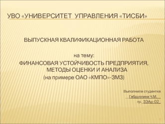 Финансовая устойчивость предприятия, методы оценки и анализа