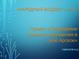 Народный бюджет. Проведение уличного освещения в селе Арское