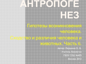 Антропогенез. Гипотезы возникновения человека. Сходство и различия человека и животных. (Часть 6)