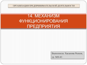 Механизм функционирования предприятия