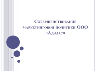 Совершенствование маркетинговой политики ООО Адидас