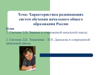 Характеристика развивающих систем обучения начального общего образования России