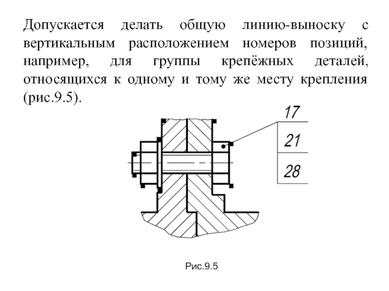 Вертикаль расположение. Выноска на чертеже. Выноски на чертежах по ГОСТУ. Обозначение выноски на чертеже. На сборочных чертежах допускается.