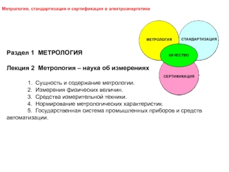 Метрология, стандартизация и сертификация в электроэнергетике