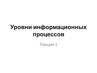 Уровни информационных процессов. Лекция 4