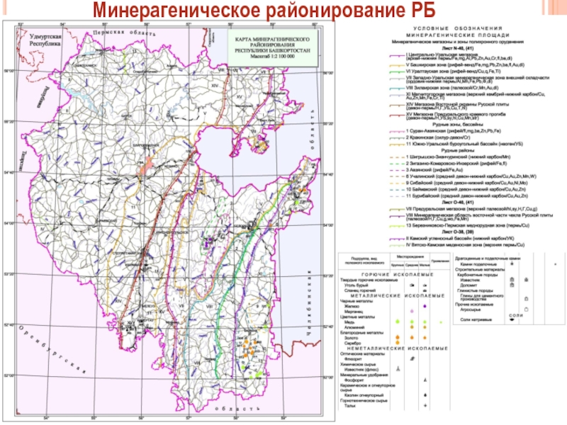 Геологическая карта полезных ископаемых башкирии