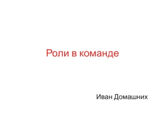 Роли в команде. Персонал. Разработка. Тестирование