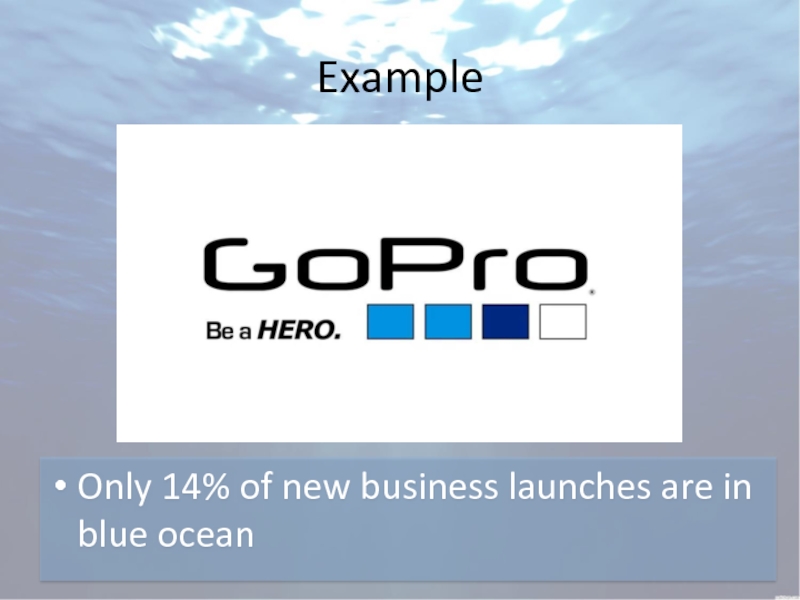 ExampleOnly 14% of new business launches are in blue ocean