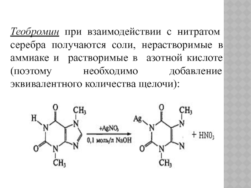 Серебра нитрат группа. Теобромин с нитратом серебра. Качественная реакция на теобромин с хлоридом кобальта 2. Теобромин качественная реакция с нитратом серебра. Реакция теобромина с нитратом серебра.