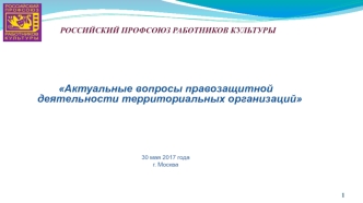 Актуальные вопросы правозащитной деятельности территориальных организаций