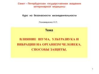 Влияние шума, ультразвука и вибрации на организм человека. Способы защиты. (Тема 6)