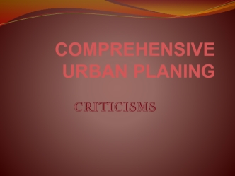 Comprehensive urban planing