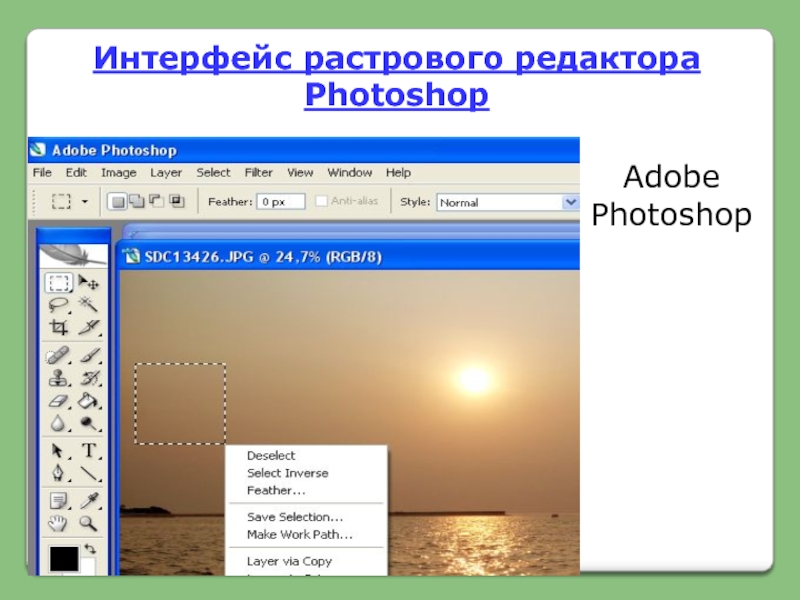 Растровые редакторы. Растровый редактор фотошоп. Интерфейс графического редактора Photoshop. Интерфейсы растровых редакторов Adobe Photoshop. Интерфейс растрового графического редактора.