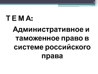 Административное и таможенное право в системе российского права