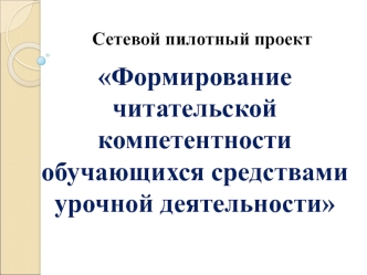 Формирование читательской компетентности обучающихся средствами урочной деятельности