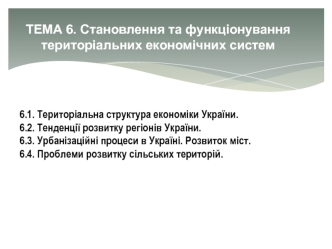 Становлення та функціонування територіальних економічних систем