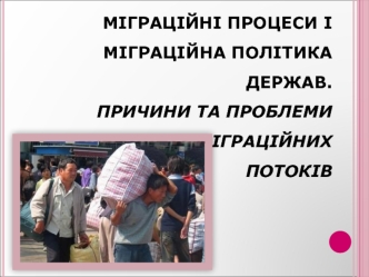 Міграційні процеси і міграційна політика держав. Причини та проблеми зовнішніх міграційних потоків