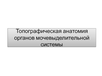 Топографическая анатомия органов мочевыделительной системы