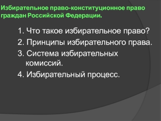 Избирательное право-конституционное право граждан Российской Федерации