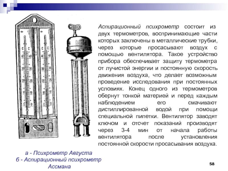 Аспирационный психрометр рисунок