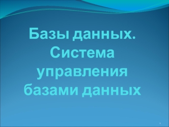 Базы данных. Система управления базами данных