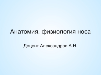 Анатомия и физиология носа